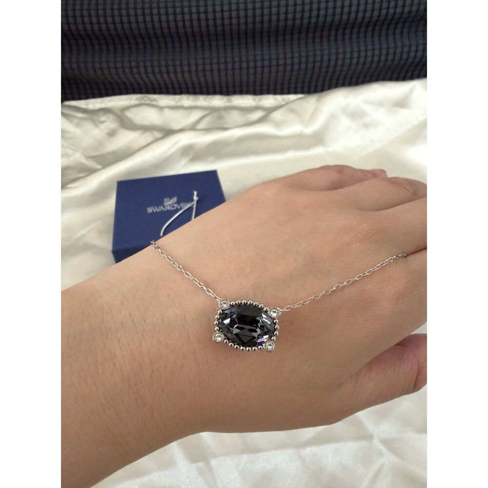 Swarovski - Rosette Mini Necklace 5007811 Dark Crystal Silver Tone - New in Box